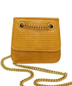 AX Paris Accessories Mustard Mini Textured Chain Strap Bag