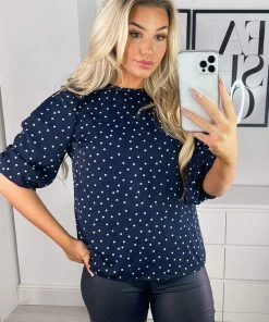 AX Paris Tops Navy Ditsy Daisy Print Puff Sleeve Blouse 12 AX Paris Tops Navy Ditsy Daisy Print Puff Sleeve Blouse