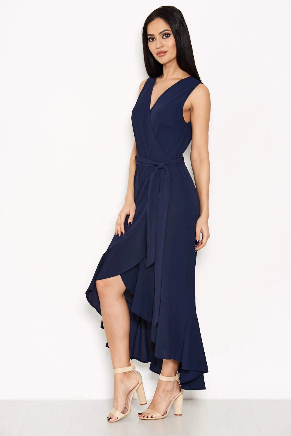 AX Paris Navy Frill Wrap Dress 4 AX Paris Navy Frill Wrap Dress