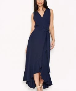 AX Paris Navy Frill Wrap Dress