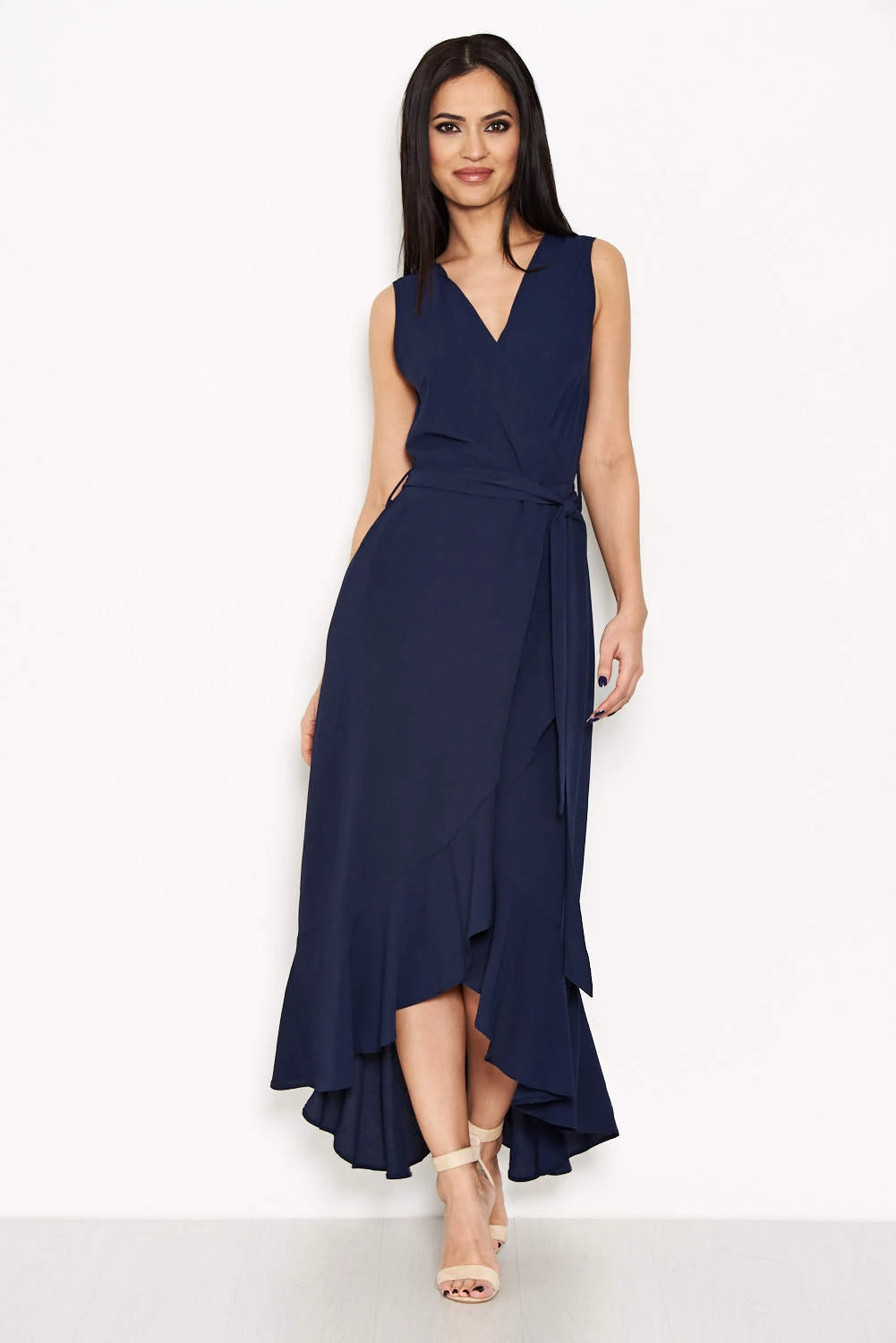 AX Paris Navy Frill Wrap Dress 1 AX Paris Navy Frill Wrap Dress