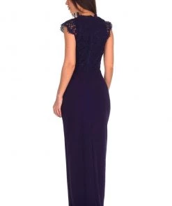 AX Paris Navy Lace Wrap Over Maxi Dress Dresses