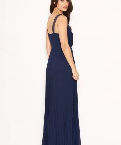 AX Paris Navy Pleated Maxi Dress With Lace Straps Dresses