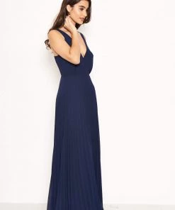 AX Paris Navy Pleated Maxi Dress With Lace Straps Dresses
