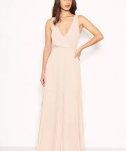 AX Paris Nude Pleated Maxi Dress With Lace Straps