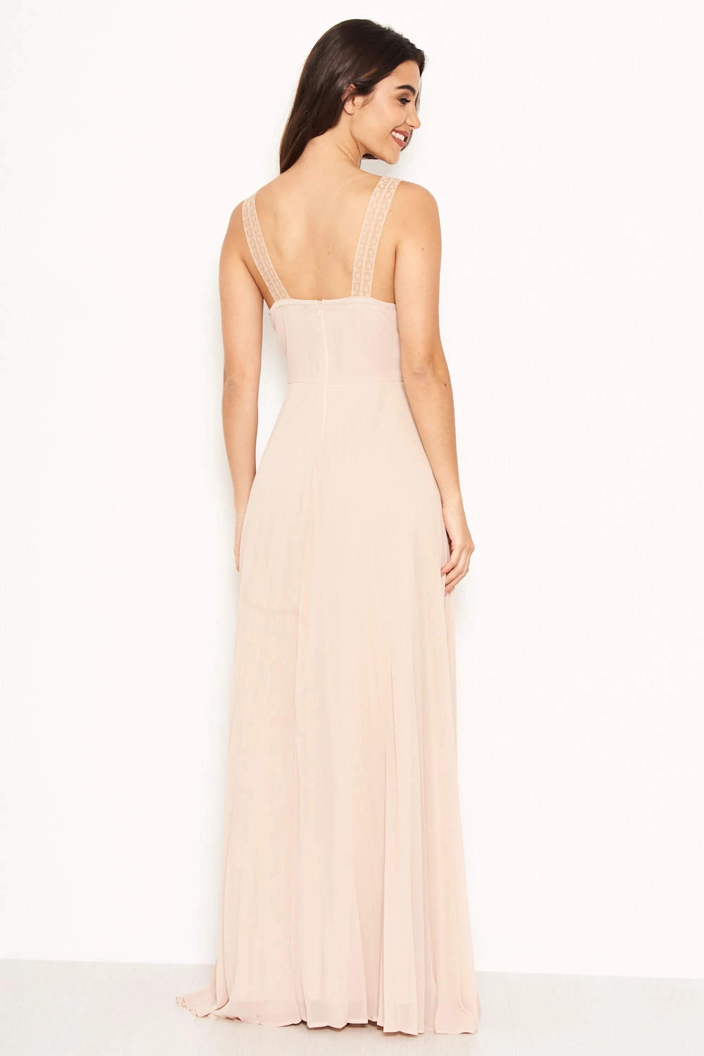 AX Paris Nude Pleated Maxi Dress With Lace Straps 3 AX Paris Nude Pleated Maxi Dress With Lace Straps