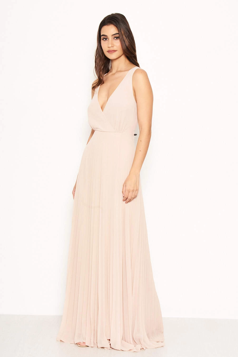 AX Paris Nude Pleated Maxi Dress With Lace Straps 5 AX Paris Nude Pleated Maxi Dress With Lace Straps