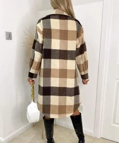 AX Paris Coats & Jackets Oatmeal Checked Oversized Jacket