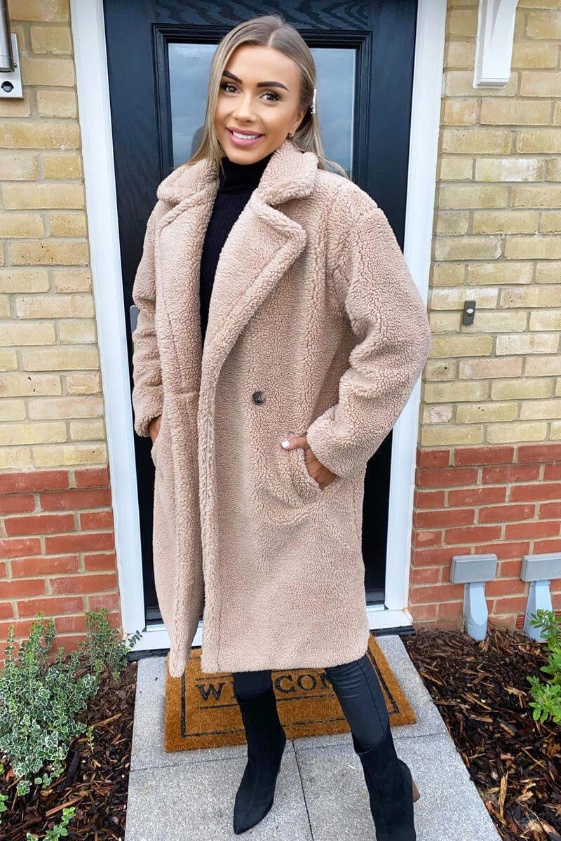 AX Paris Oatmeal Faux Fur Teddy Coat Coats & Jackets 2 AX Paris Oatmeal Faux Fur Teddy Coat Coats & Jackets