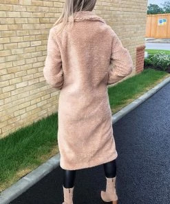 AX Paris Coats & Jackets Oatmeal Midi Teddy Coat