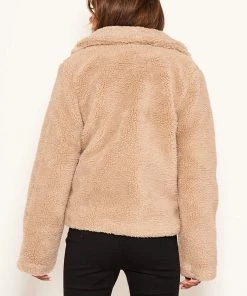 AX Paris Oatmeal Teddy Faux Fur Short Coat