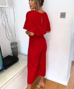 AX Paris Red Tie Waist Culotte Jumpsuit Jumpsuits And Playsuits 7 AX Paris Red Tie Waist Culotte Jumpsuit Jumpsuits And Playsuits