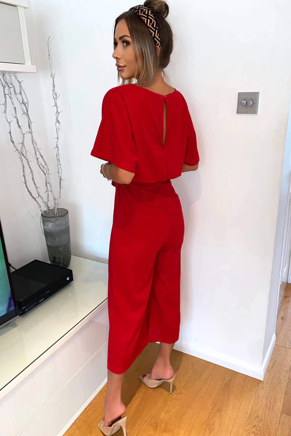 AX Paris Red Tie Waist Culotte Jumpsuit Jumpsuits And Playsuits 3 AX Paris Red Tie Waist Culotte Jumpsuit Jumpsuits And Playsuits