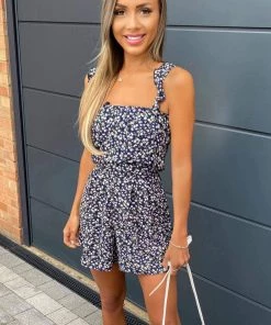 AX Paris Jumpsuits And Playsuits Navy Floral Playsuit