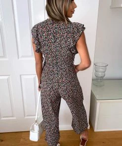 AX Paris Black Floral Wrap Jumpsuit Jumpsuits And Playsuits