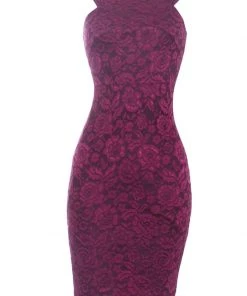 AX Paris Plum Cross Off The Shoulder Lace Midi Dress Dresses