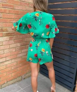 AX Paris Printed Green Playsuit