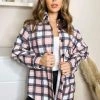 AX Paris Tops Pink Check Shirt Jacket