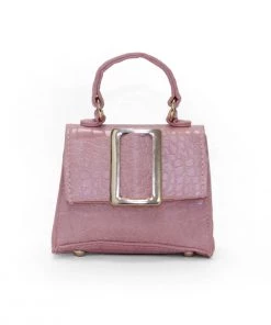 AX Paris Accessories Pink Croc Mini Handbag With Gold Buckle