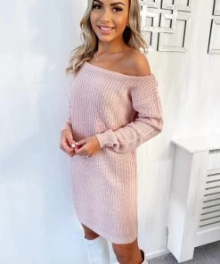 AX Paris Loungewear Pink Off The Shoulder Knitted Dress