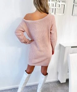 AX Paris Loungewear Pink Off The Shoulder Knitted Dress