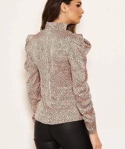 AX Paris Pink Polka Dot Puff Sleeve Top