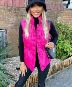 AX Paris Pink Puffer Double Pocket Gilet