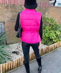 AX Paris Pink Puffer Double Pocket Gilet