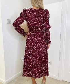 AX Paris Plum Animal Printed Elasticated Sleeve Midi Dress Dresses