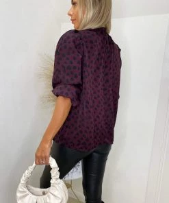 AX Paris Tops Plum Printed Elasticated Neck Top 8 AX Paris Tops Plum Printed Elasticated Neck Top