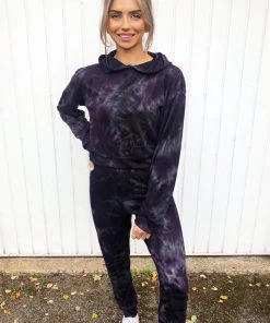AX Paris Plum Tie Dye Hoodie And Joggers Set Loungewear
