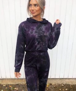 AX Paris Plum Tie Dye Hoodie And Joggers Set Loungewear