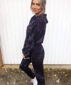 AX Paris Plum Tie Dye Hoodie And Joggers Set Loungewear