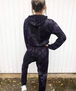 AX Paris Plum Tie Dye Hoodie And Joggers Set Loungewear