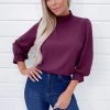 AX Paris Plum Wide Sleeve Cuff Top