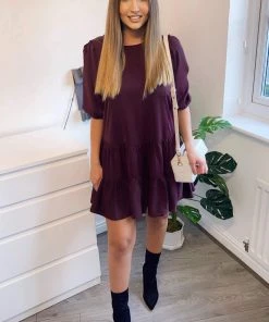 AX Paris Dresses Plum Frill Swing Dress 7 AX Paris Dresses Plum Frill Swing Dress