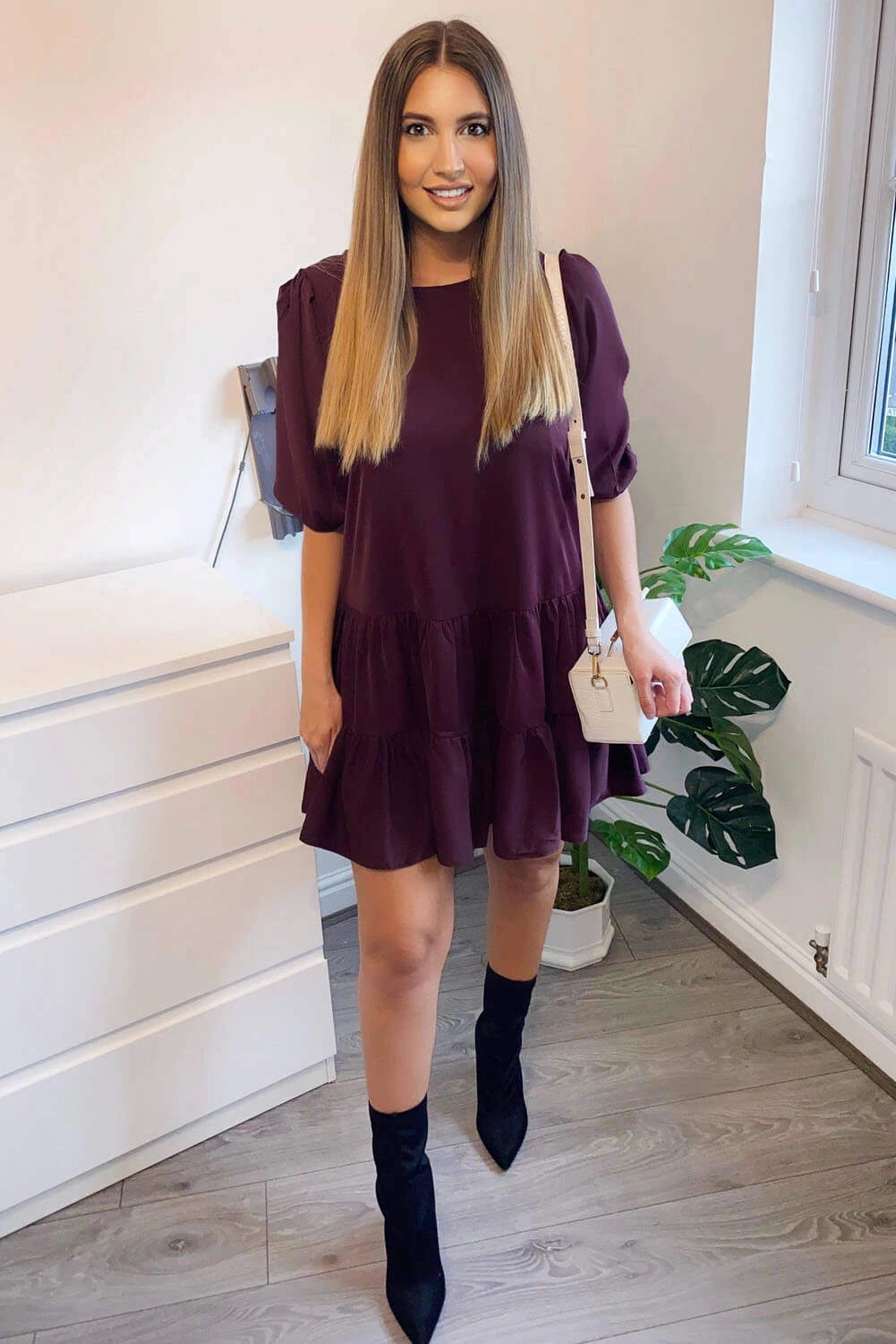 AX Paris Dresses Plum Frill Swing Dress 3 AX Paris Dresses Plum Frill Swing Dress