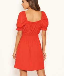 AX Paris Red Milkmaid Neck Frill Dress Dresses