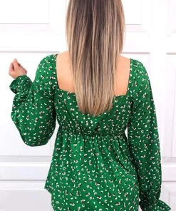 AX Paris Green Printed Milkmaid Top Tops