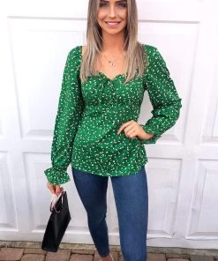 AX Paris Green Printed Milkmaid Top Tops