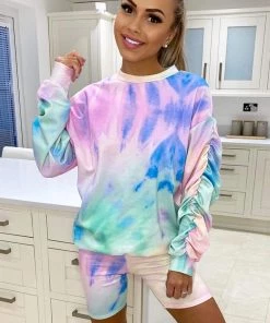 AX Paris Loungewear Rainbow Tie Dye Cycle Shorts