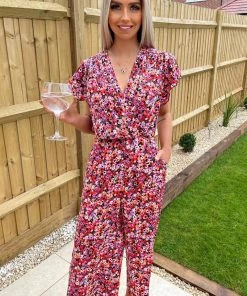 AX Paris Red Abstract Wrap Over Jumpsuit Jumpsuits And Playsuits 10 AX Paris Red Abstract Wrap Over Jumpsuit Jumpsuits And Playsuits