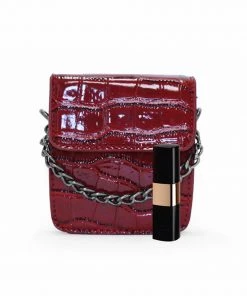 AX Paris Red Chain And Strap Croc Mini Bag