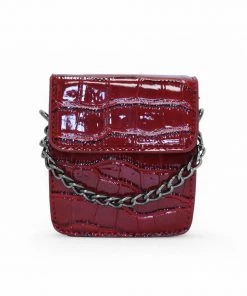 AX Paris Red Chain And Strap Croc Mini Bag