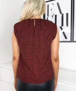 AX Paris Tops Red Dalmatian Print Padded Shoulder Blouse 8 AX Paris Tops Red Dalmatian Print Padded Shoulder Blouse