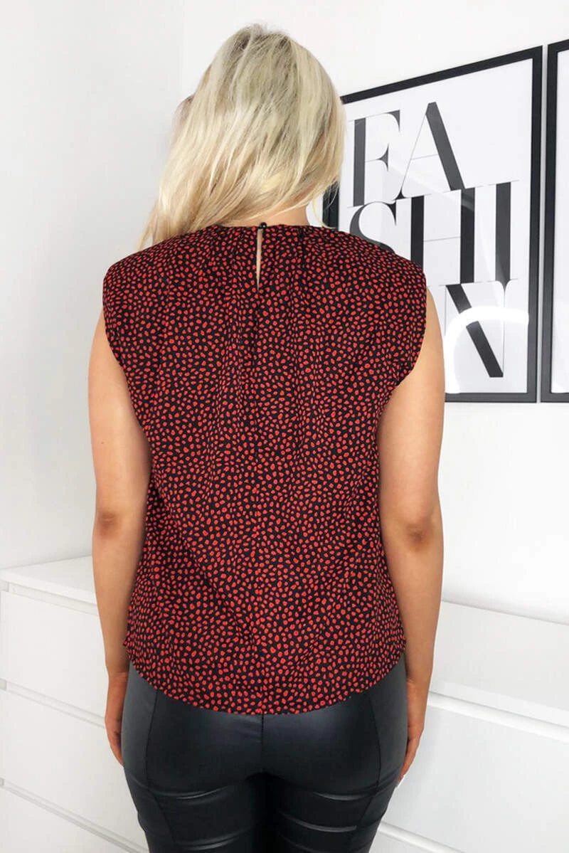 AX Paris Tops Red Dalmatian Print Padded Shoulder Blouse 4 AX Paris Tops Red Dalmatian Print Padded Shoulder Blouse