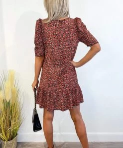 AX Paris Red Ditsy Floral Puff Sleeve Smock Dress