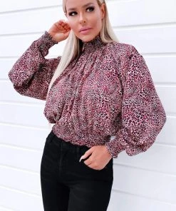 AX Paris Red Ditsy Shirring Crop Blouse