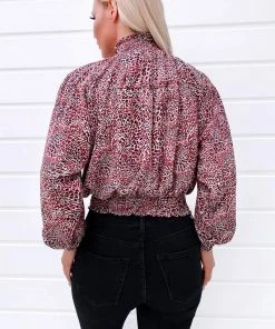 AX Paris Red Ditsy Shirring Crop Blouse 8 AX Paris Red Ditsy Shirring Crop Blouse