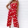 AX Paris Red Floral Printed Jumpsuit Jumpsuits And Playsuits